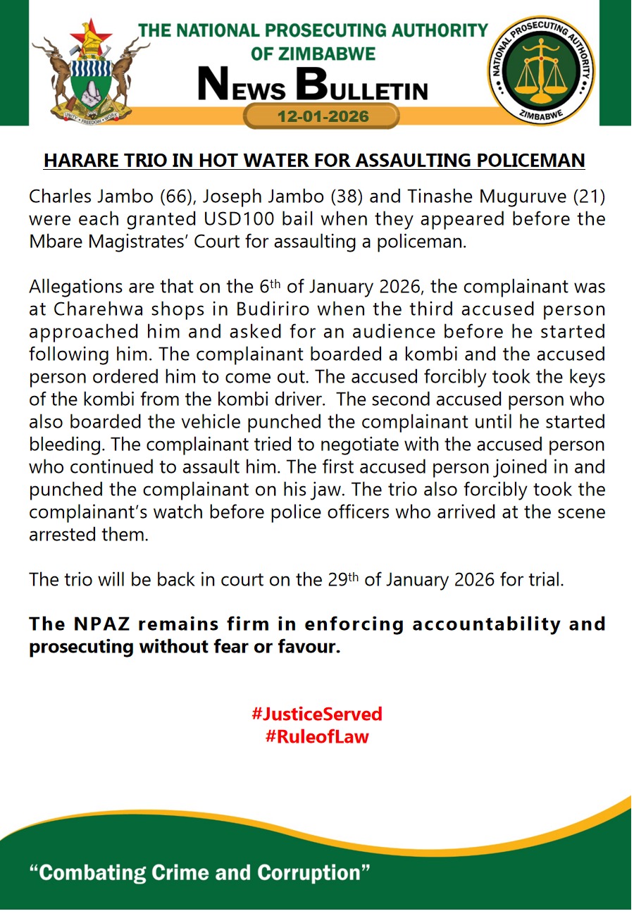 Harare trio in Court for assaulting police officer