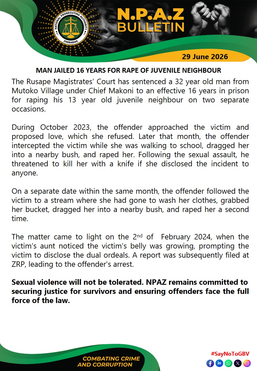 Man jailed 15 years for rape of juvenile neighbour